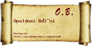 Opoldusz Béni névjegykártya